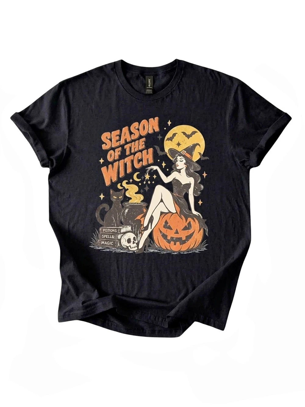 Gildan Witch Graphic Short Sleeve Tee in Black